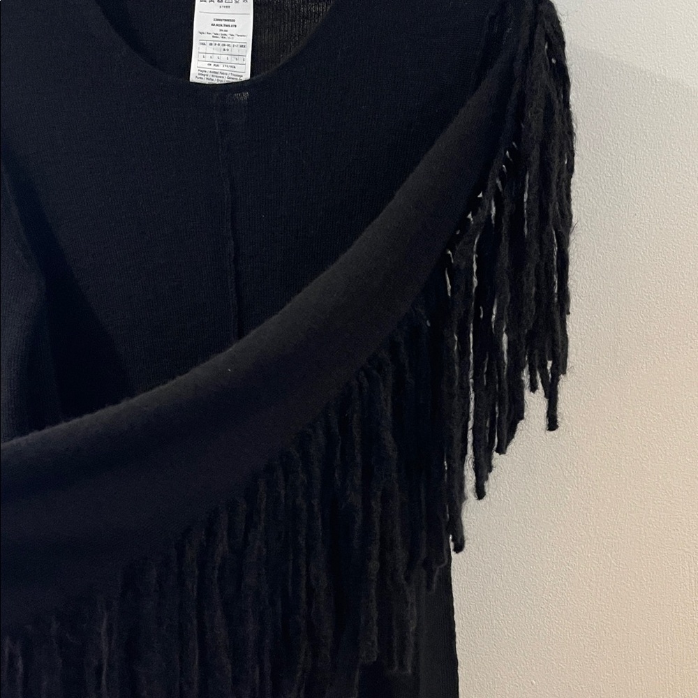 MaxMara Black Mohair Wool Blend Sweater with Fringe Large New - Picture 3 of 7